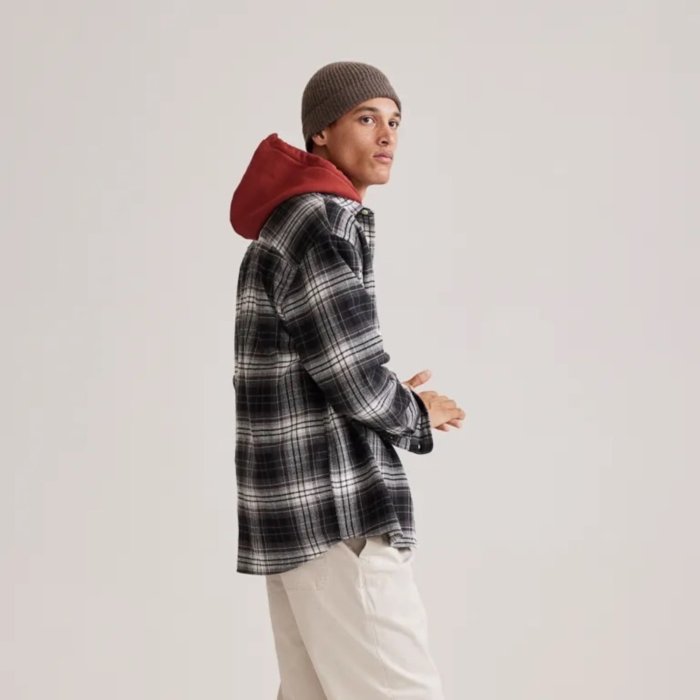 H&M black and white plaid cotton twill Button-Up Shirt - Picture 7 of 13
